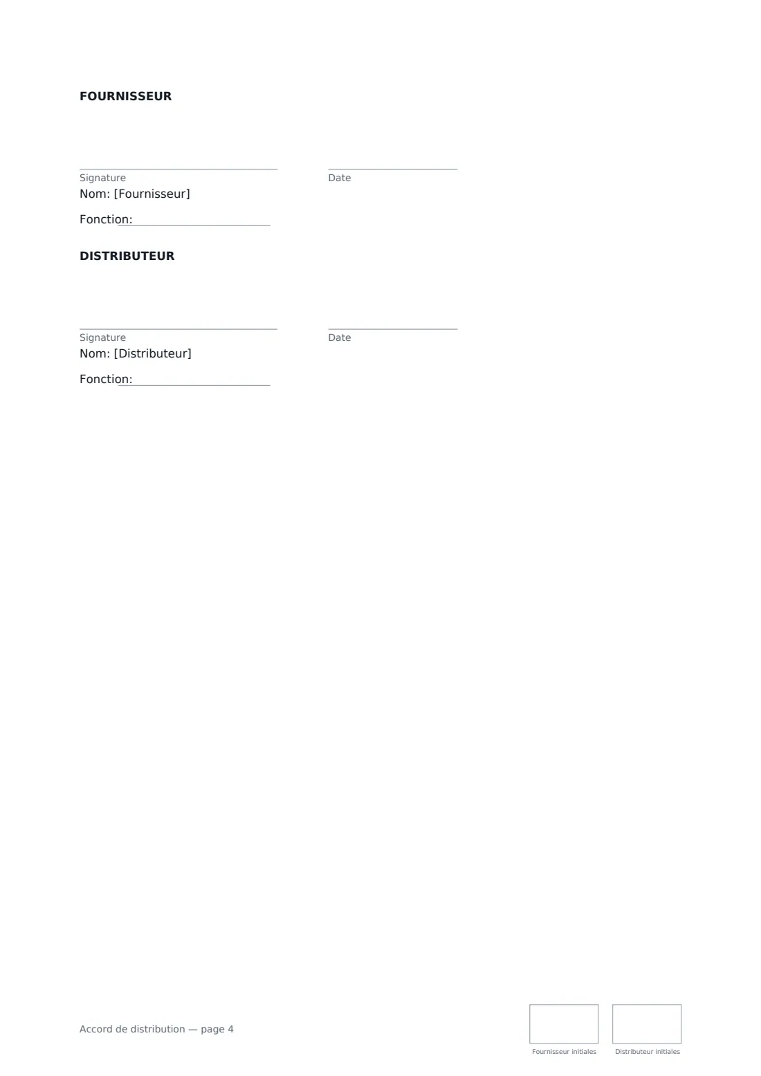 Accord de distribution — page 4 sur 4