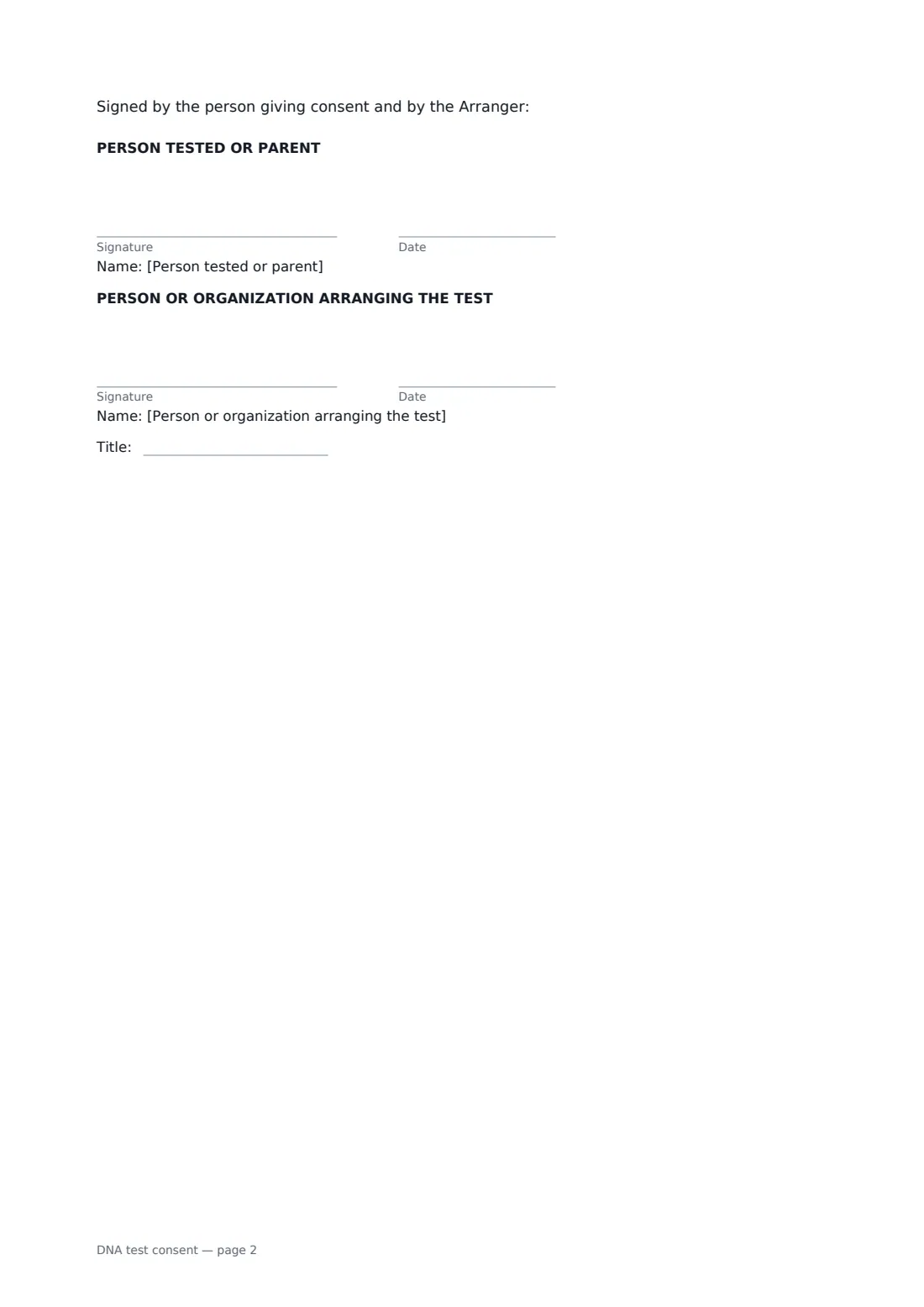 DNA test consent — page 2 of 2