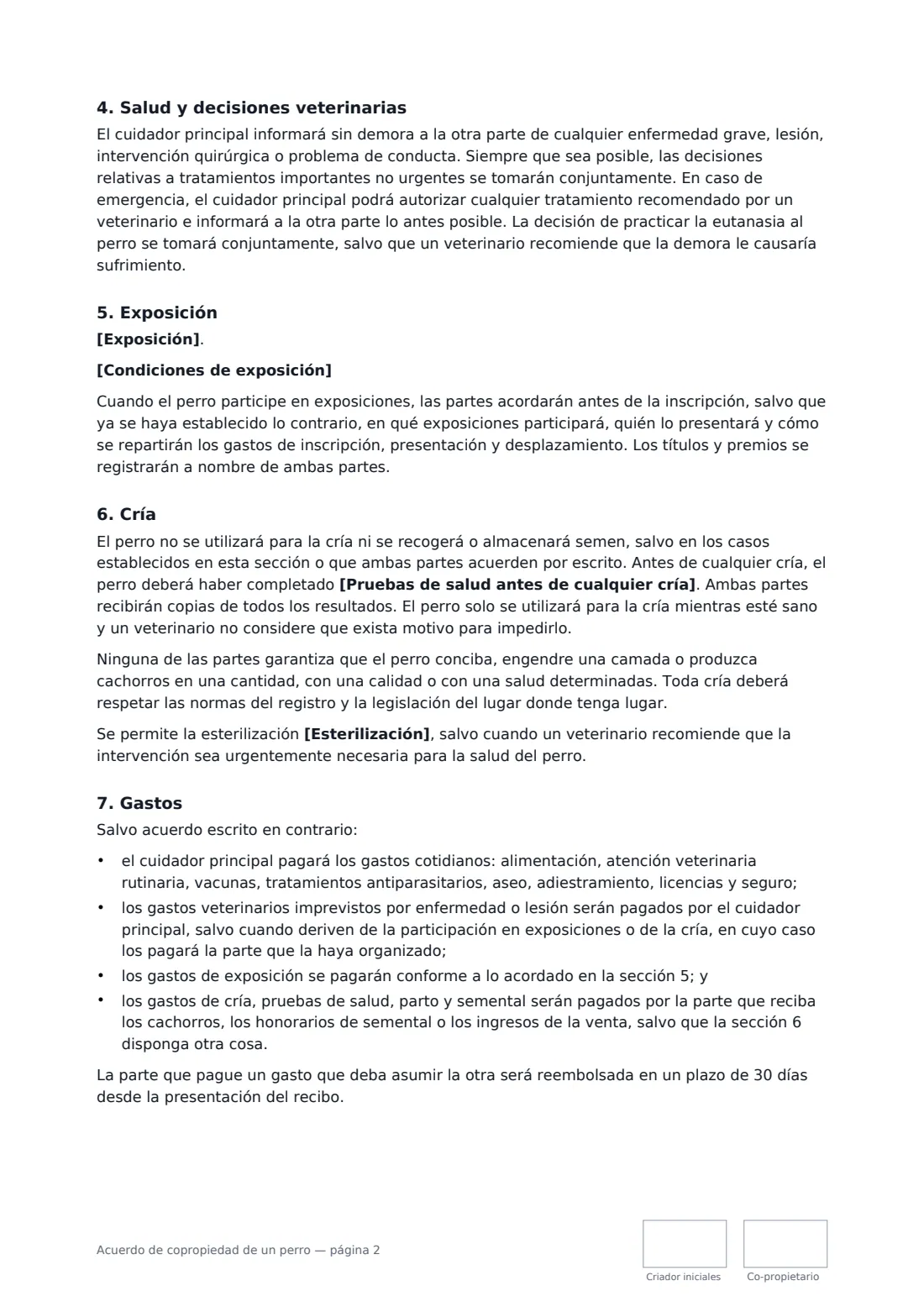 Acuerdo de copropiedad de un perro: página 2 de 4