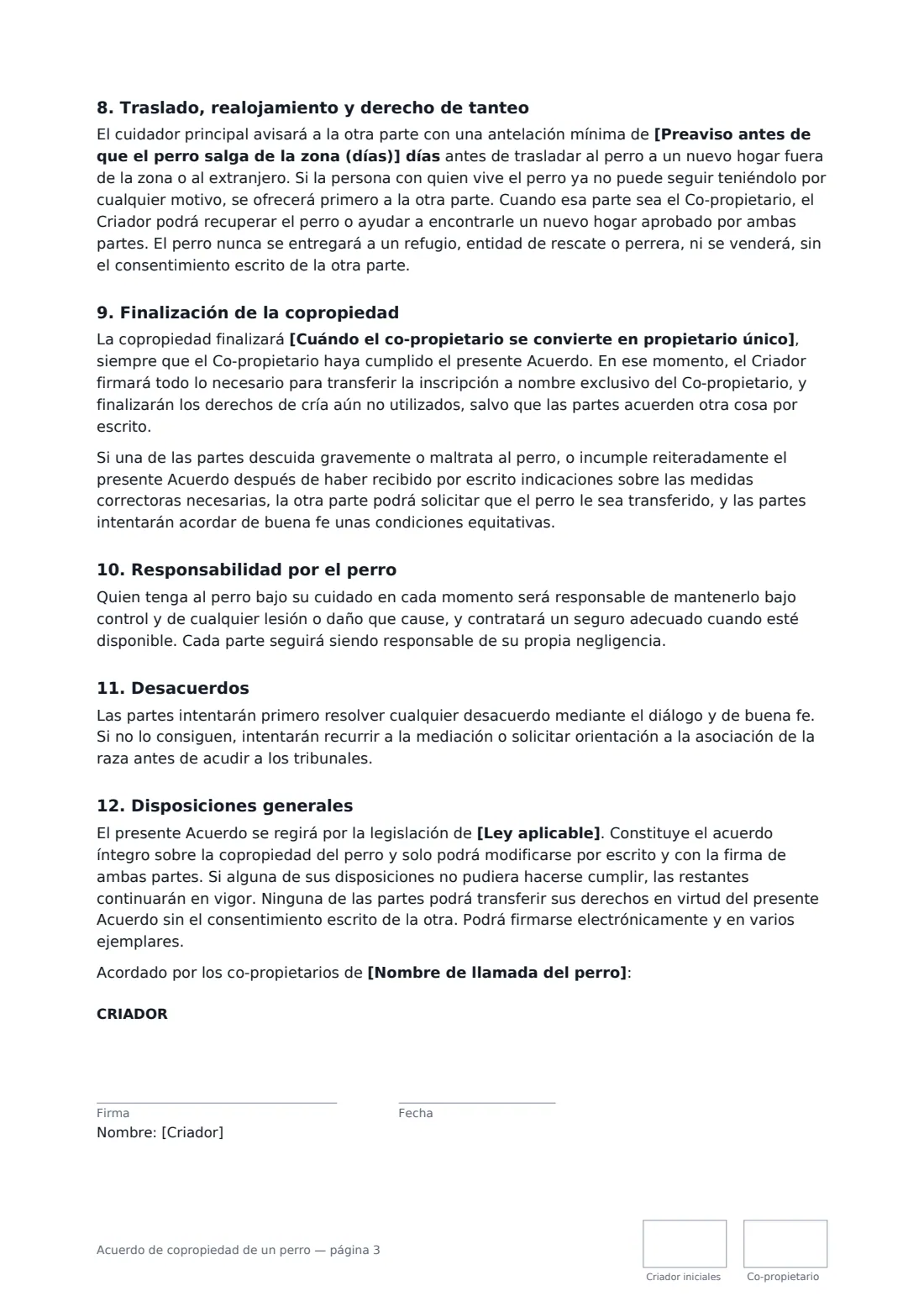 Acuerdo de copropiedad de un perro: página 3 de 4