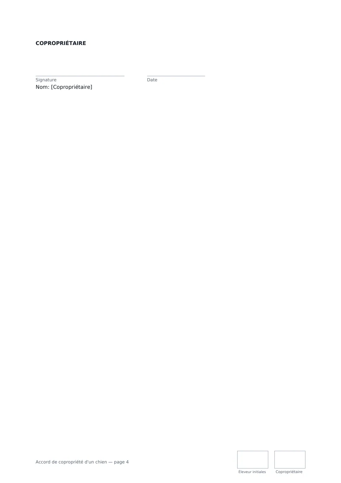 Accord de copropriété d'un chien — page 4 sur 4