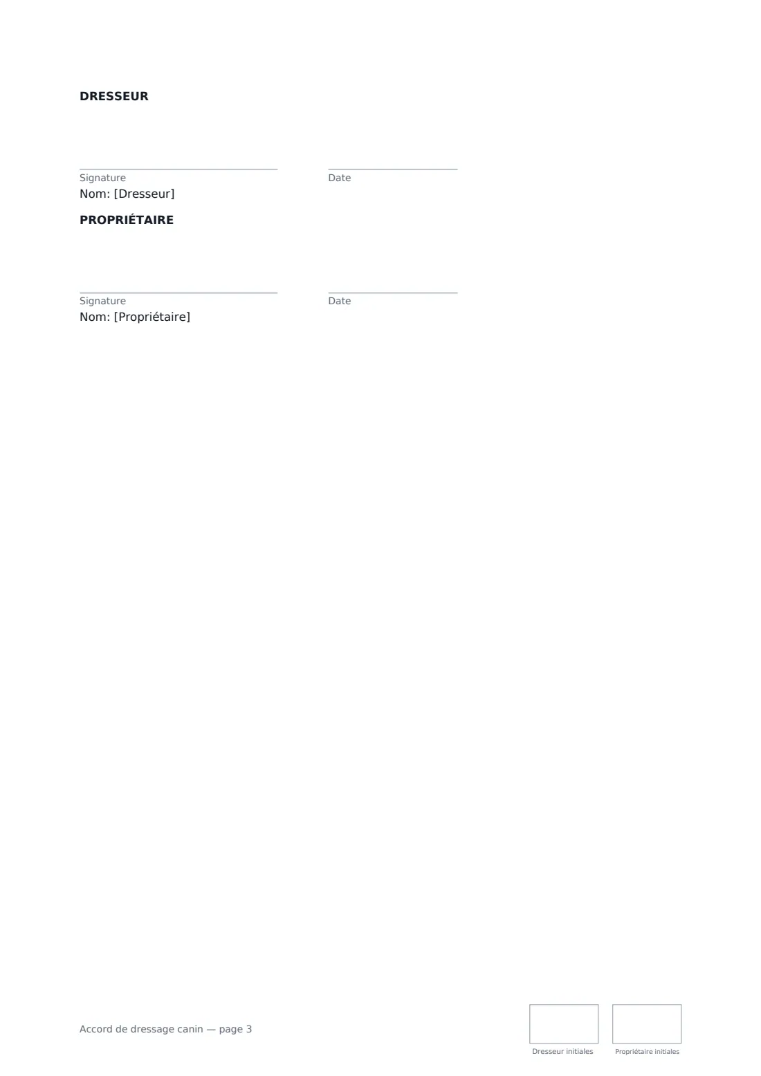 Accord de dressage canin — page 3 sur 3