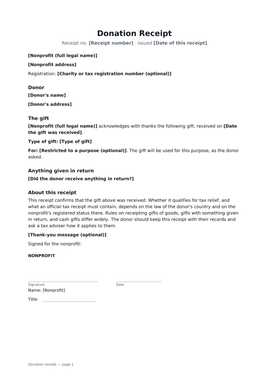 Donation receipt — page 1 of 1