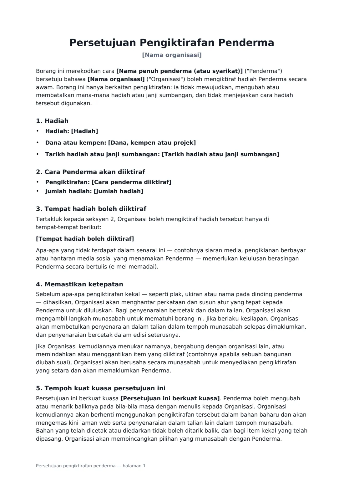 Persetujuan pengiktirafan penderma — halaman 1 daripada 2