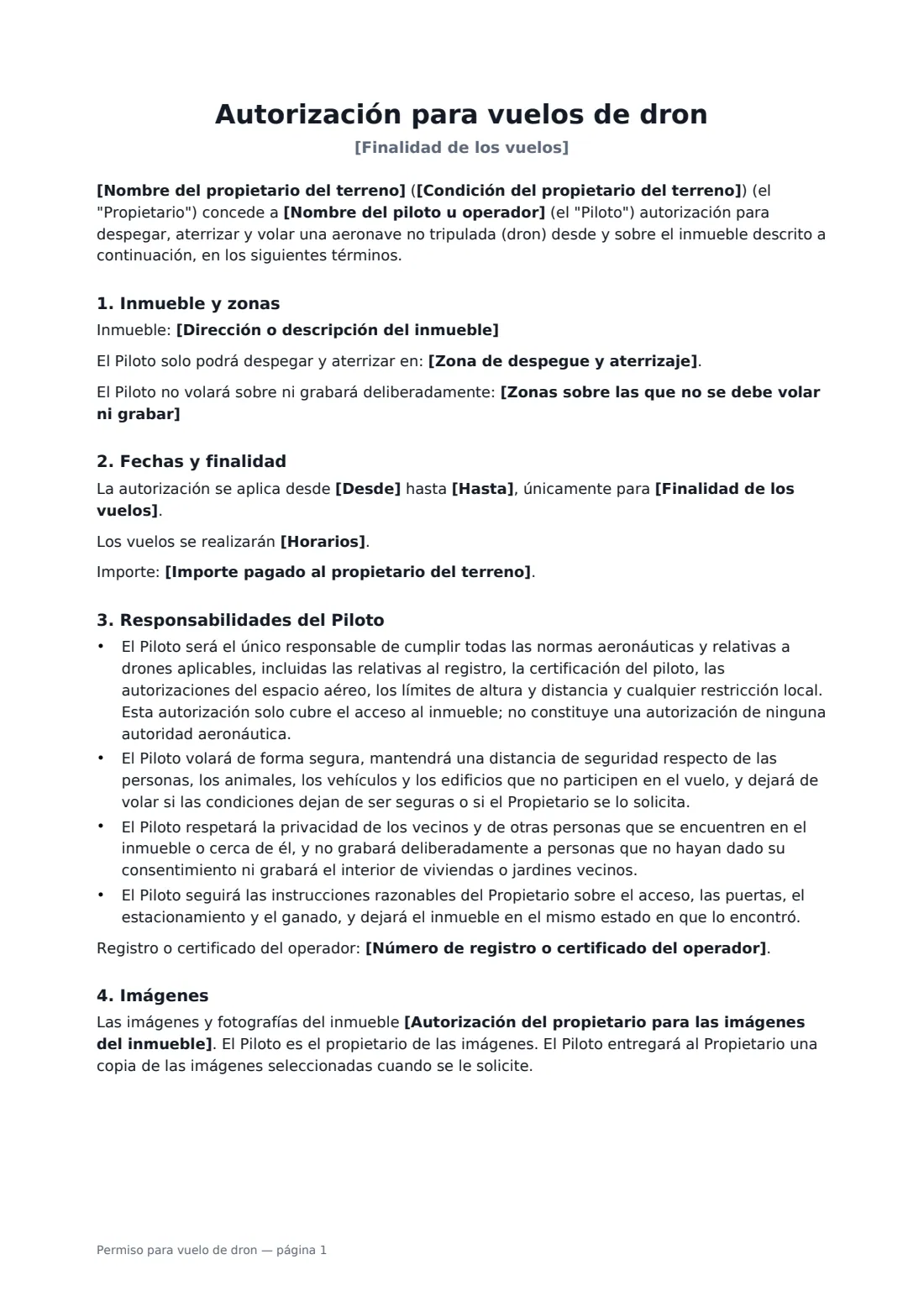 Permiso para vuelo de dron: página 1 de 2