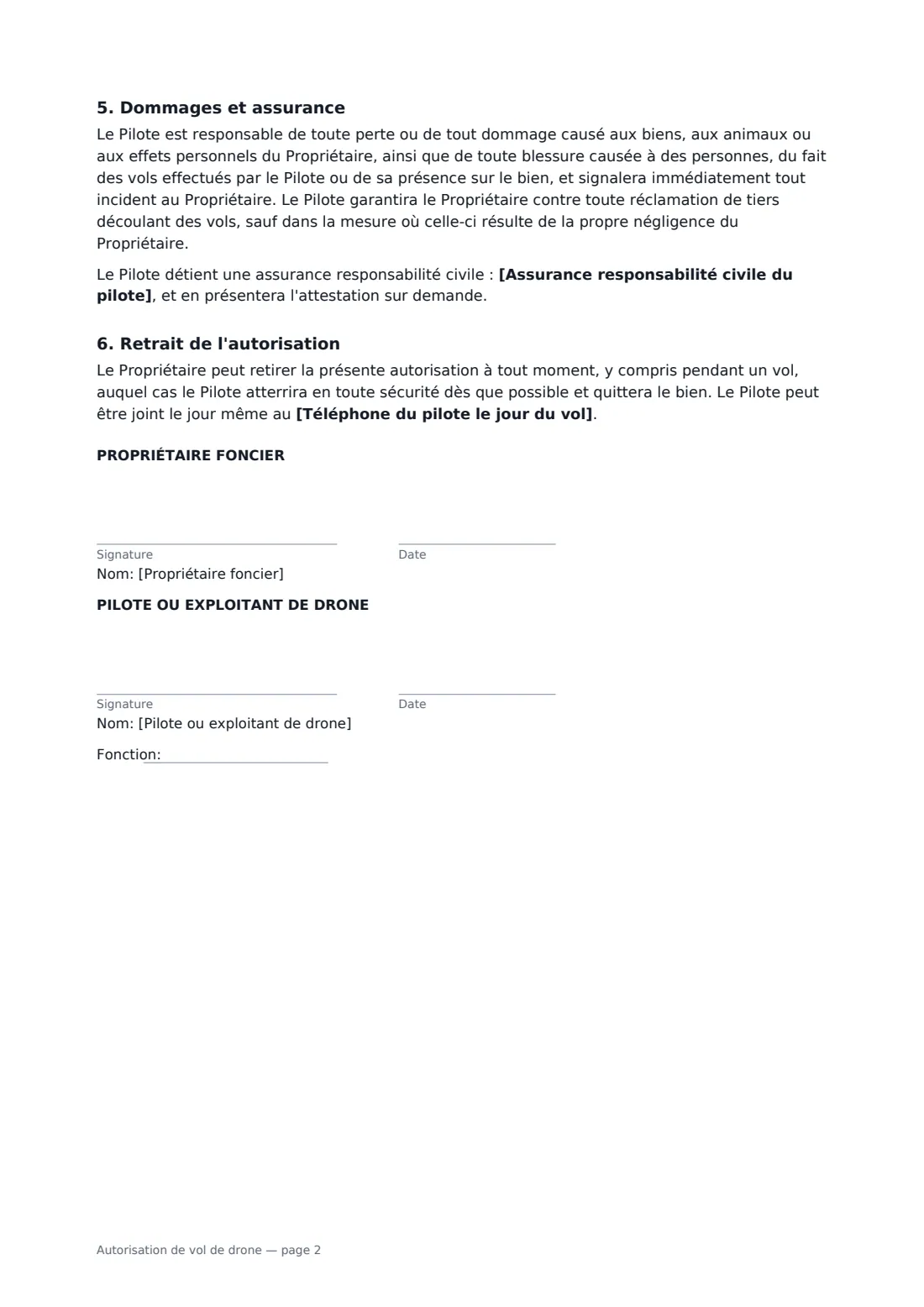 Autorisation de vol de drone — page 2 sur 2
