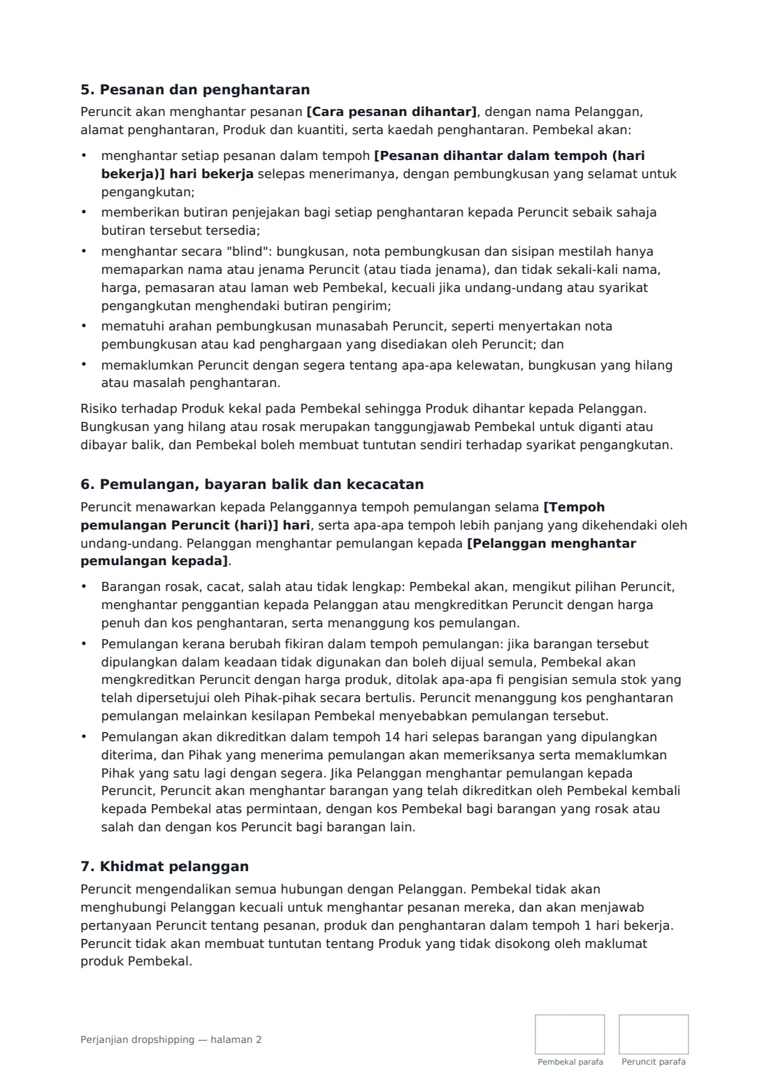Perjanjian dropshipping — halaman 2 daripada 4