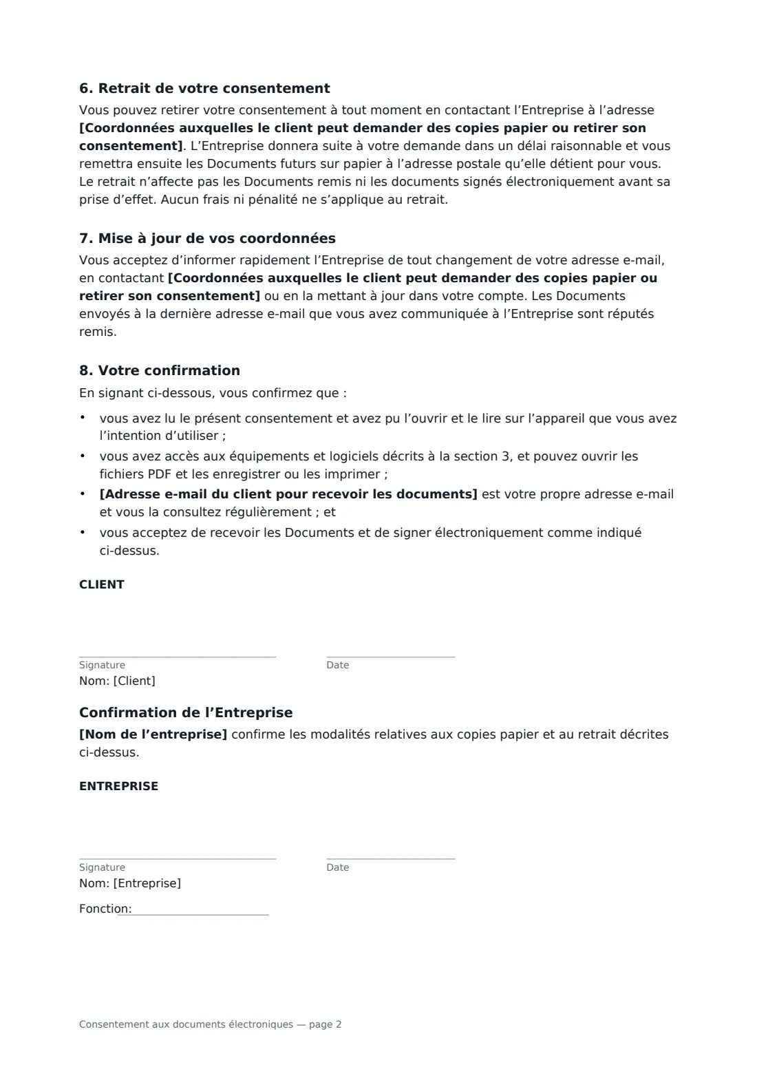 Consentement aux documents électroniques — page 2 sur 2
