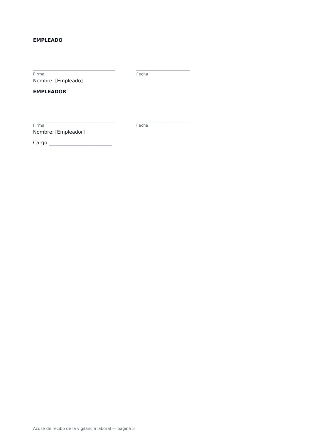 Acuse de recibo de la vigilancia laboral: página 3 de 3