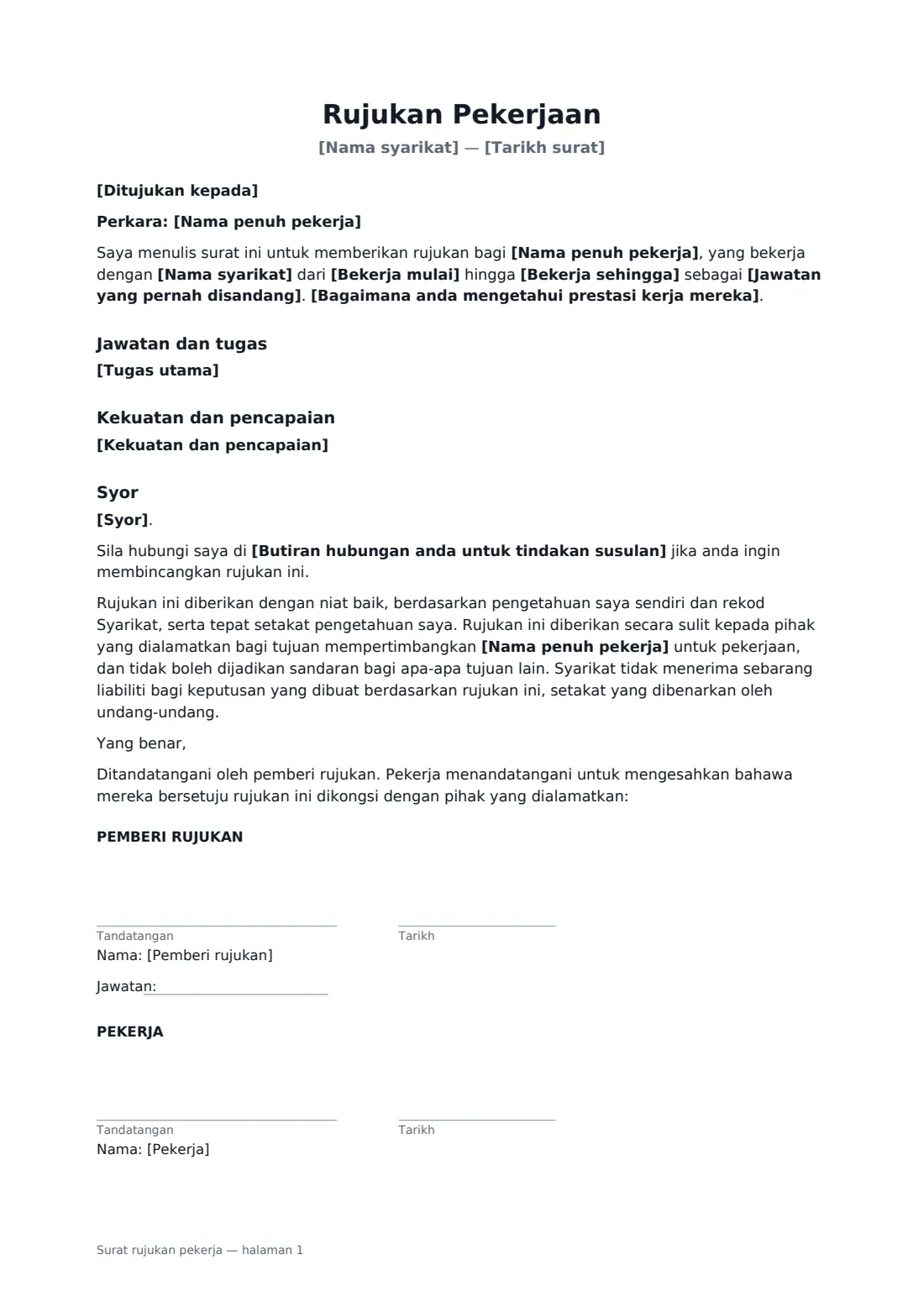 Surat rujukan pekerja — halaman 1 daripada 1