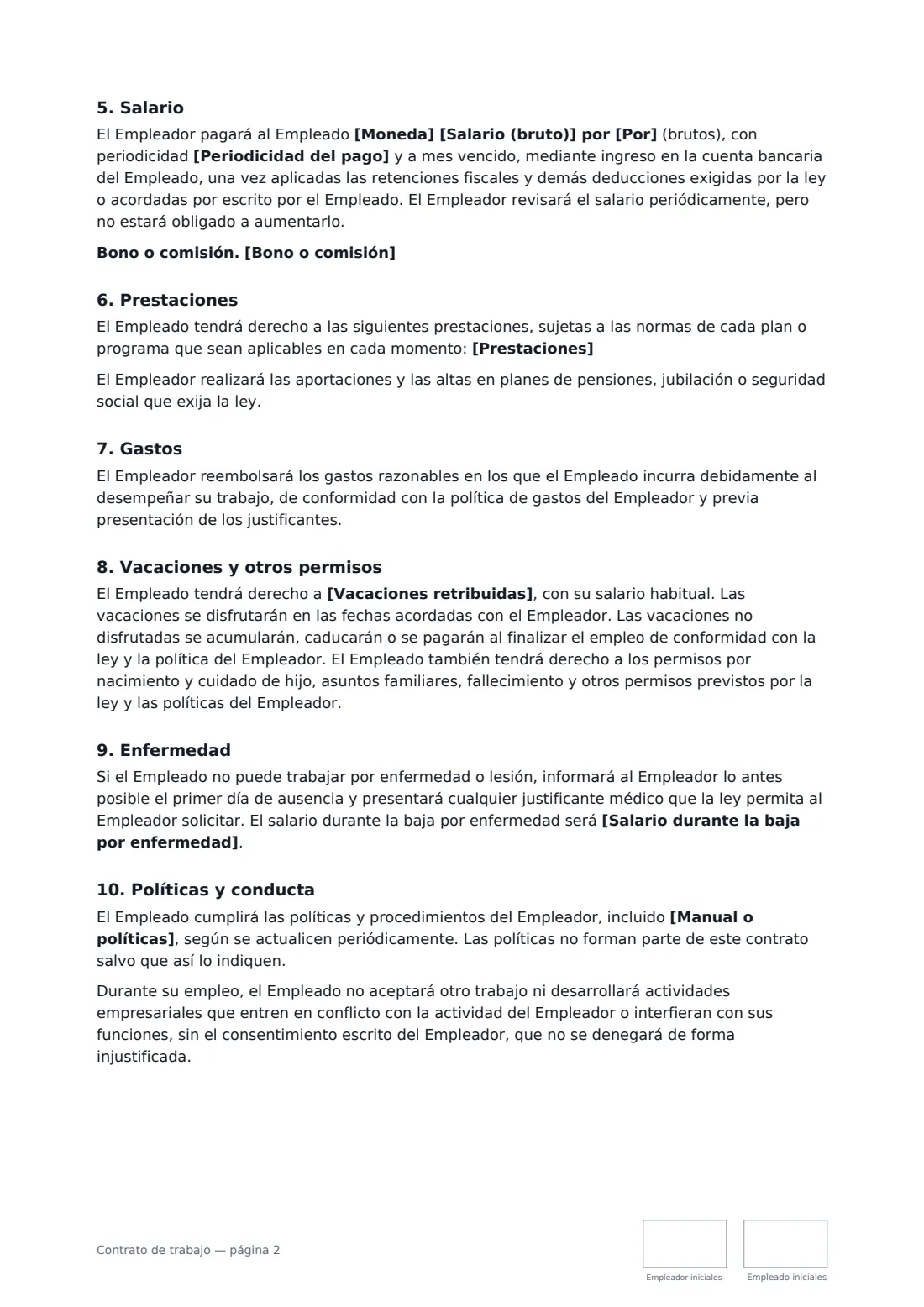 Contrato de trabajo: página 2 de 4