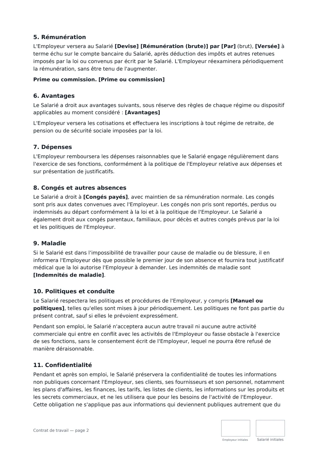 Contrat de travail — page 2 sur 4