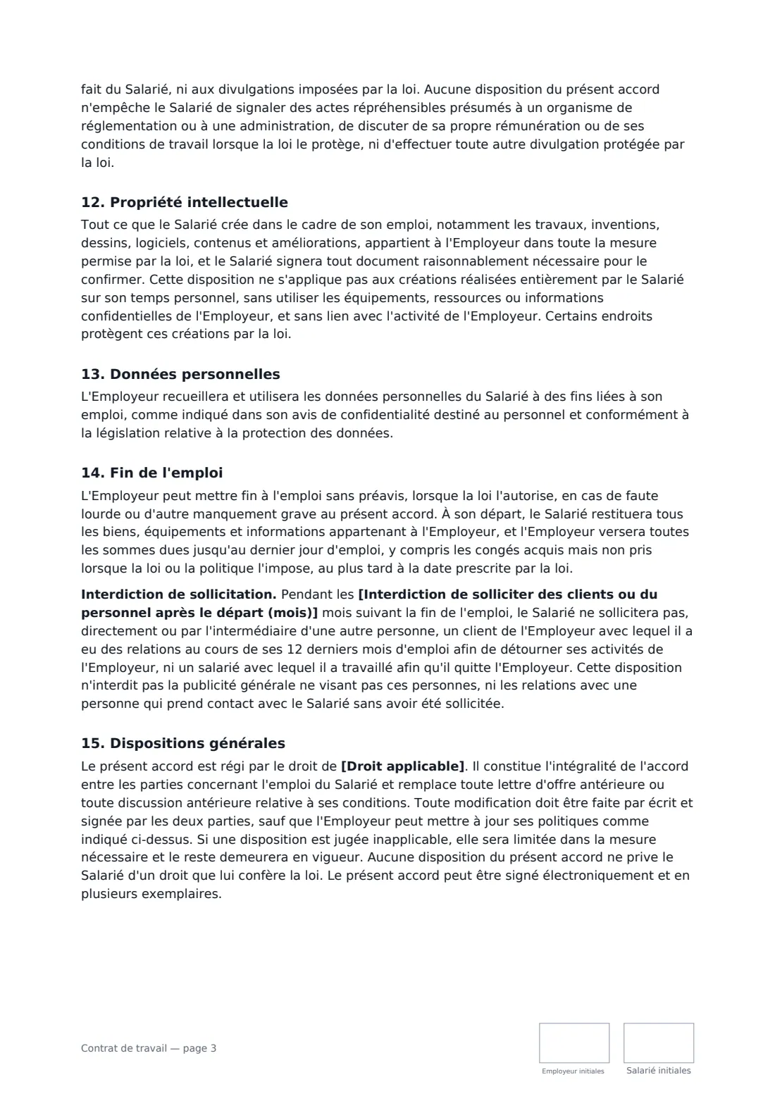 Contrat de travail — page 3 sur 4