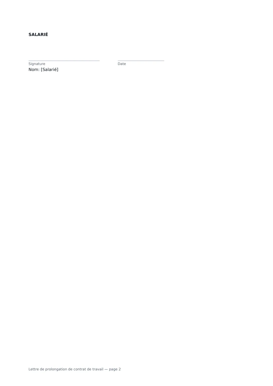 Lettre de prolongation de contrat de travail — page 2 sur 2