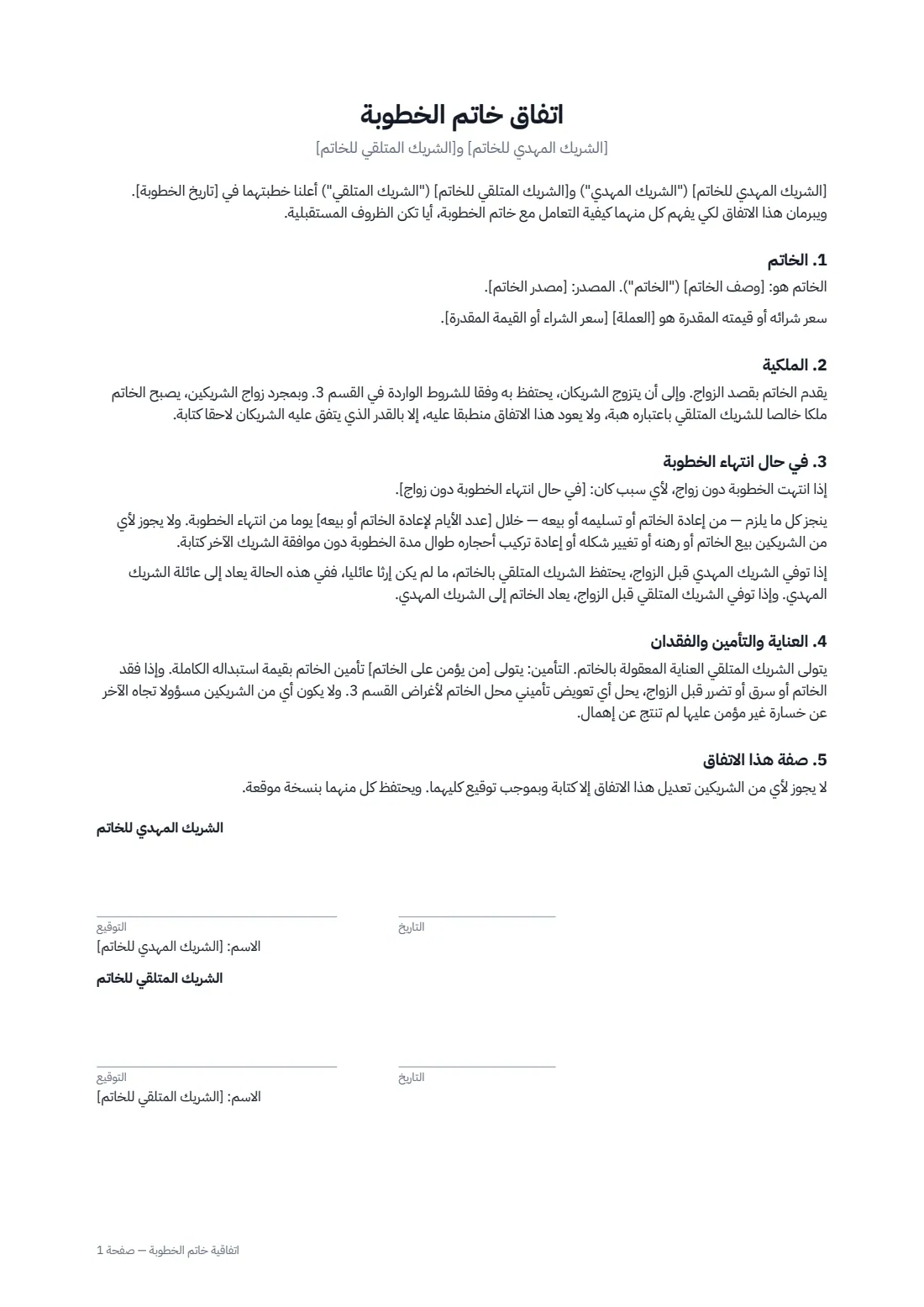 اتفاقية خاتم الخطوبة — الصفحة 1 من 1