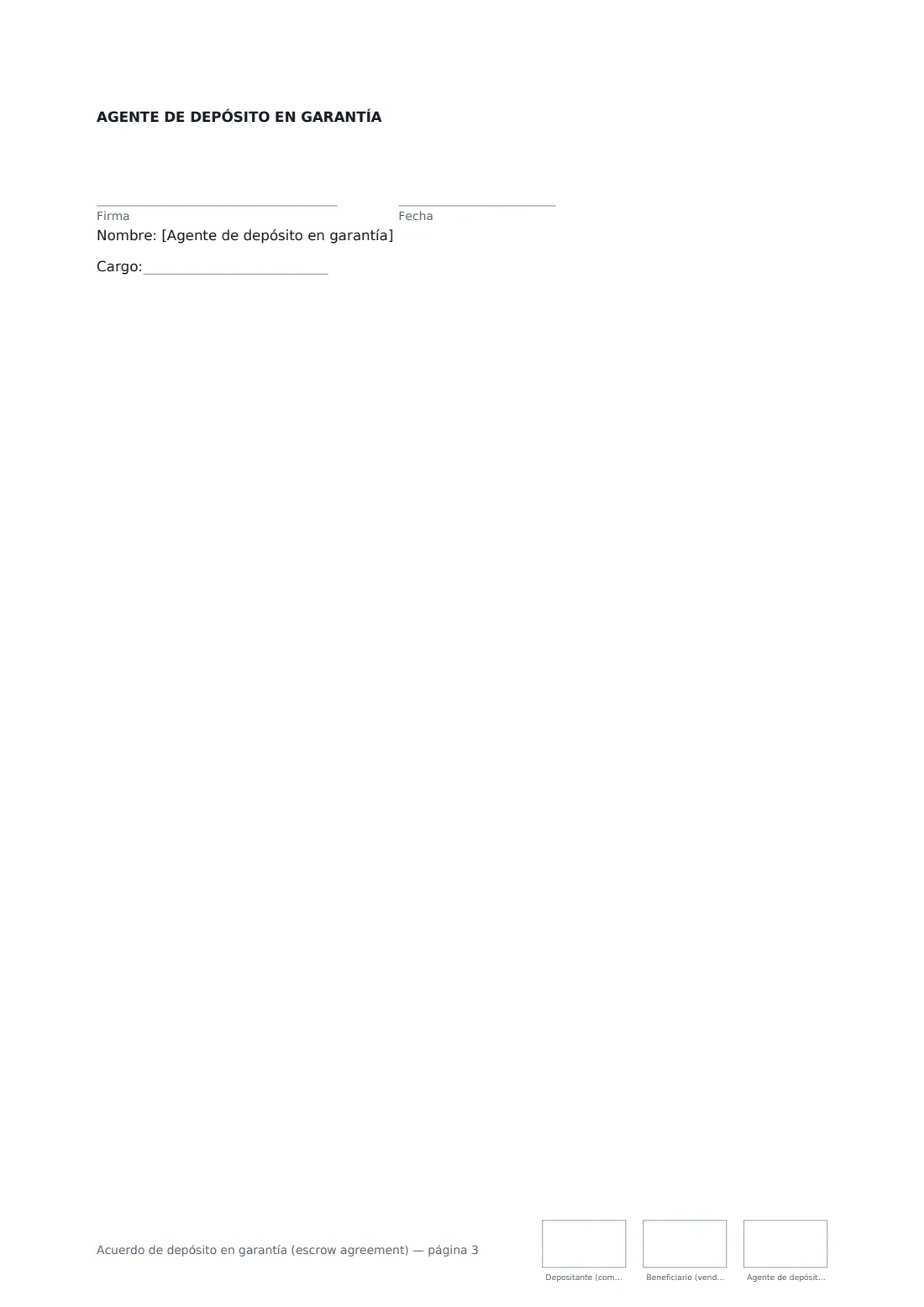 Acuerdo de depósito en garantía (escrow agreement): página 3 de 3
