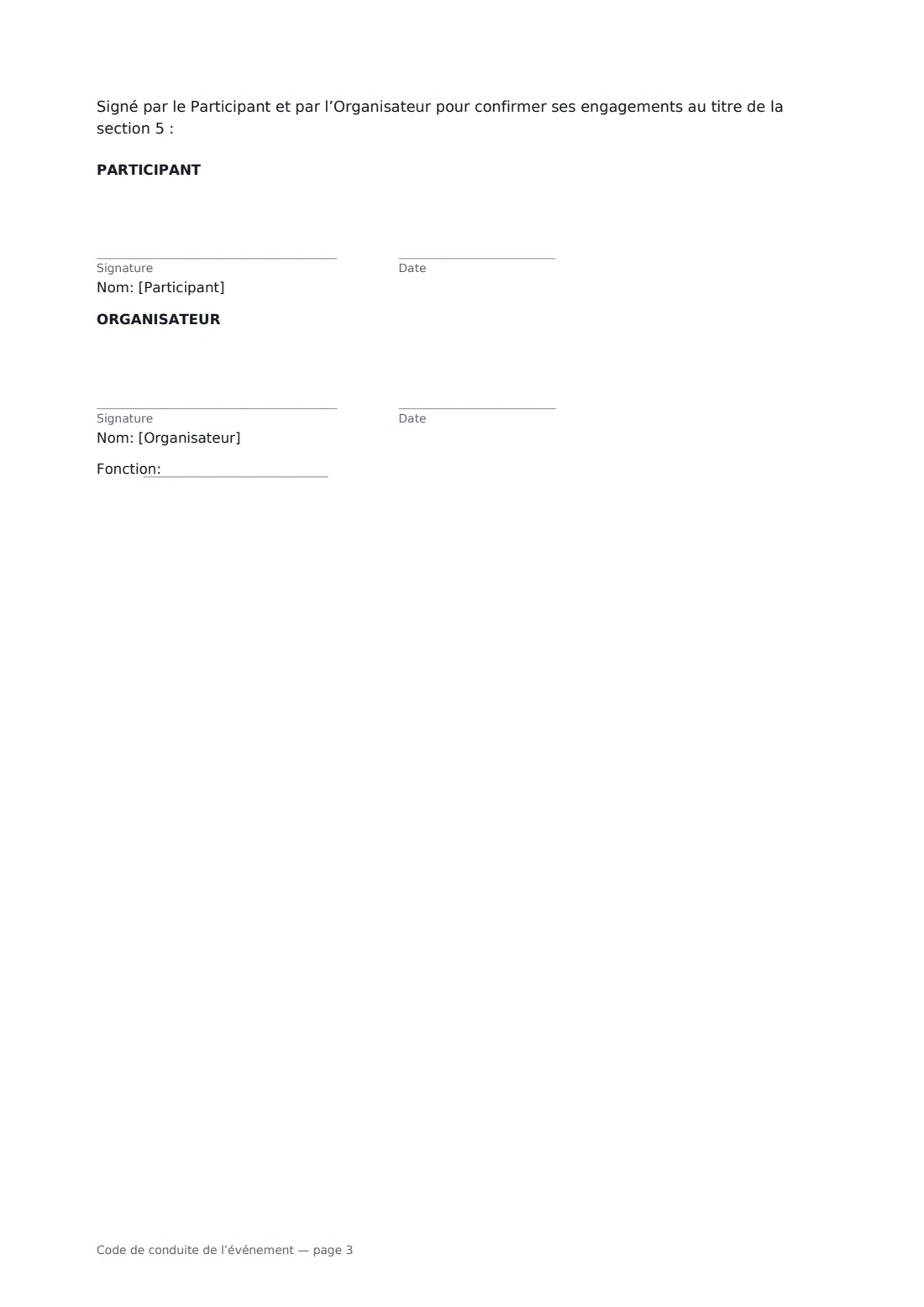 Code de conduite de l’événement — page 3 sur 3