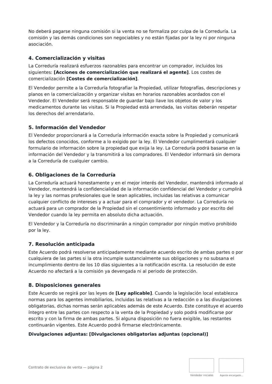 Contrato de exclusiva de venta: página 2 de 3