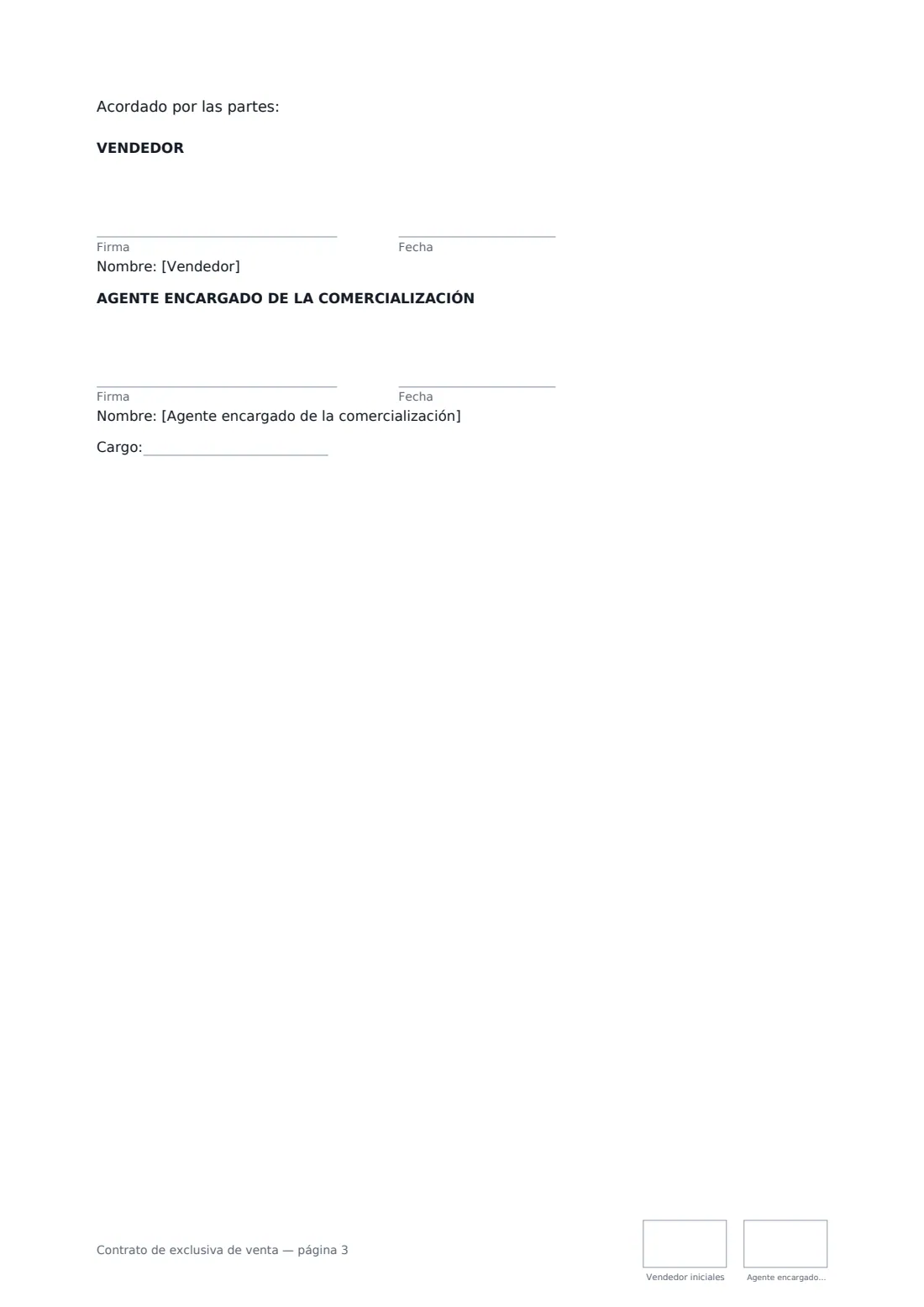 Contrato de exclusiva de venta: página 3 de 3