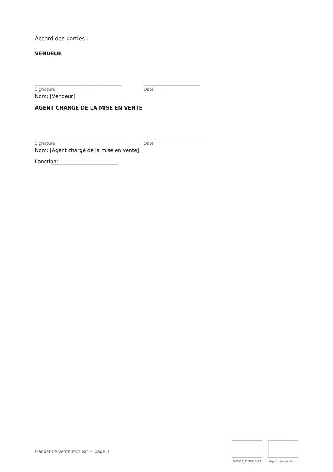 Mandat de vente exclusif — page 3 sur 3