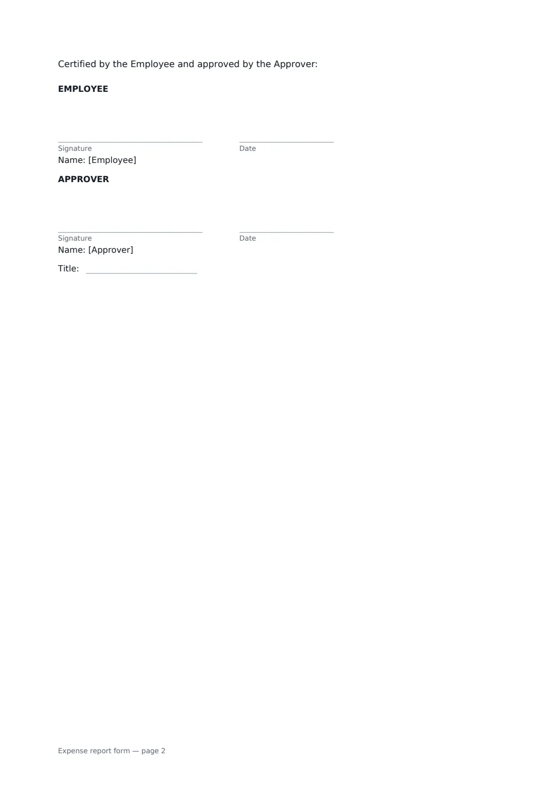 Expense report form — page 2 of 2