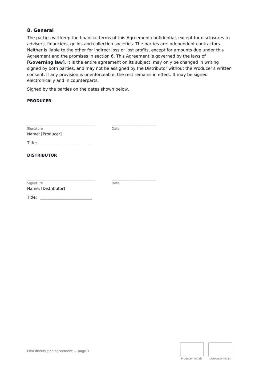 Film distribution agreement — page 3 of 3