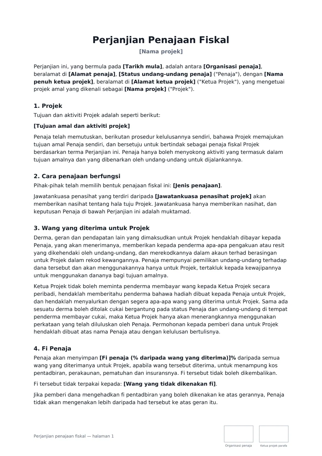 Perjanjian penajaan fiskal — halaman 1 daripada 3