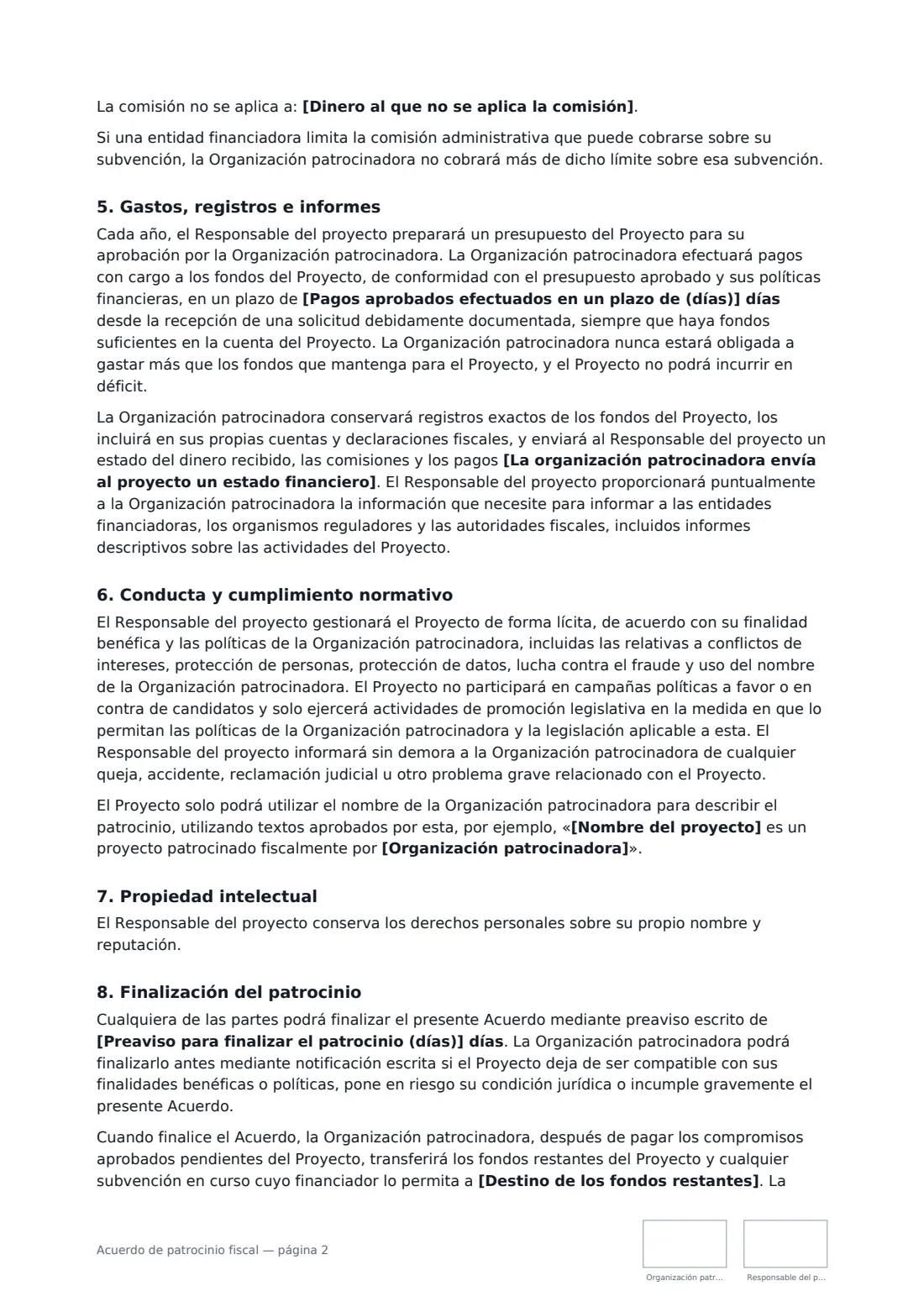 Acuerdo de patrocinio fiscal: página 2 de 3