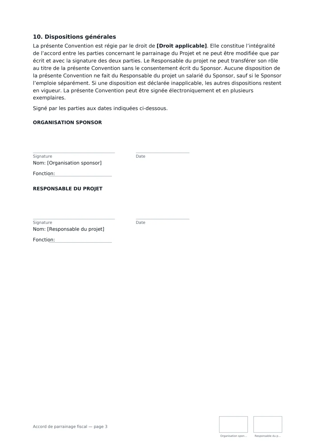 Accord de parrainage fiscal — page 3 sur 3