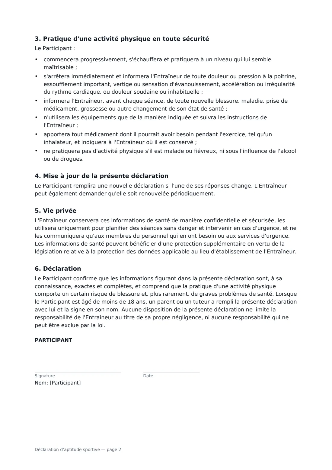 Déclaration d’aptitude sportive — page 2 sur 3