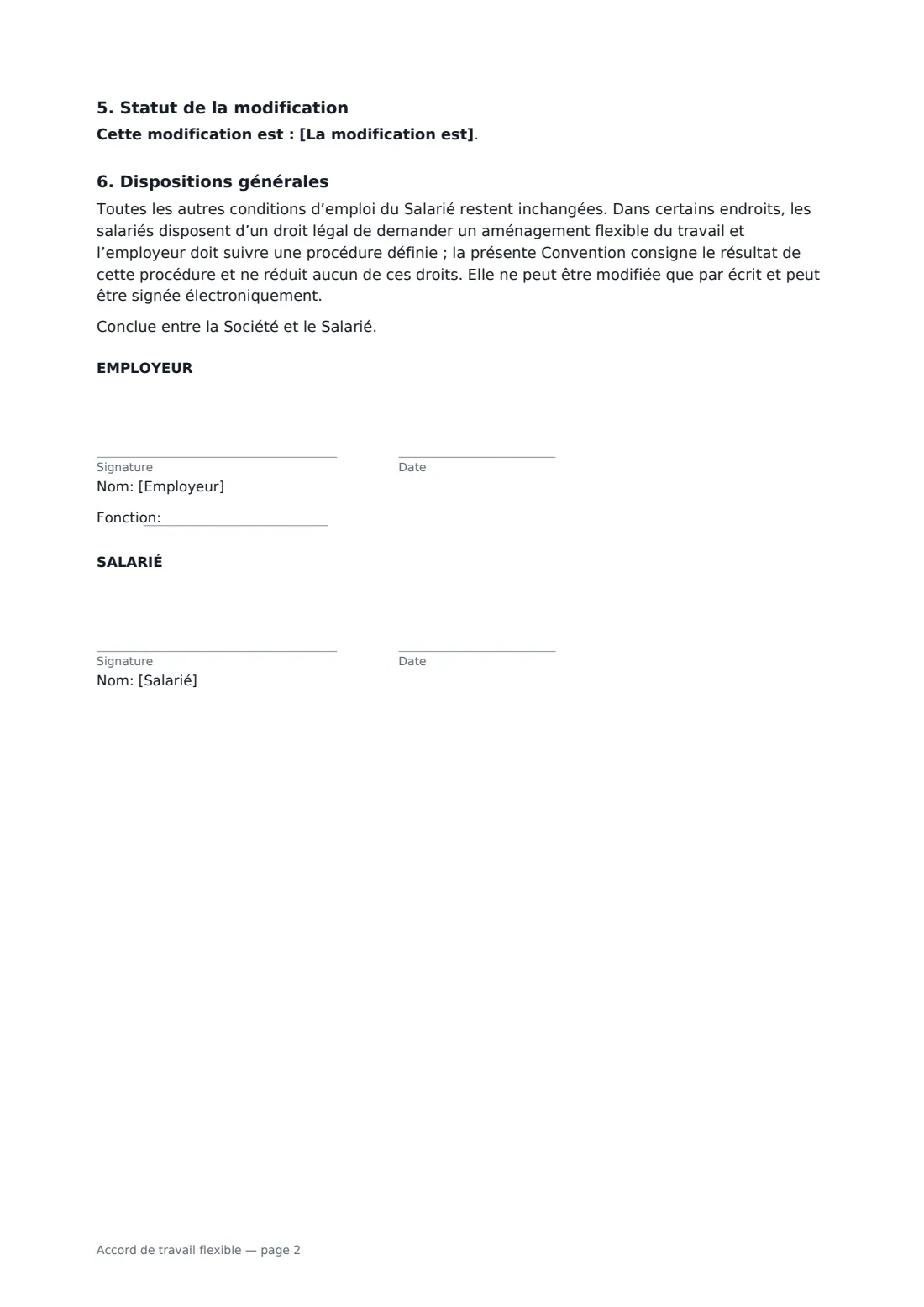 Accord de travail flexible — page 2 sur 2