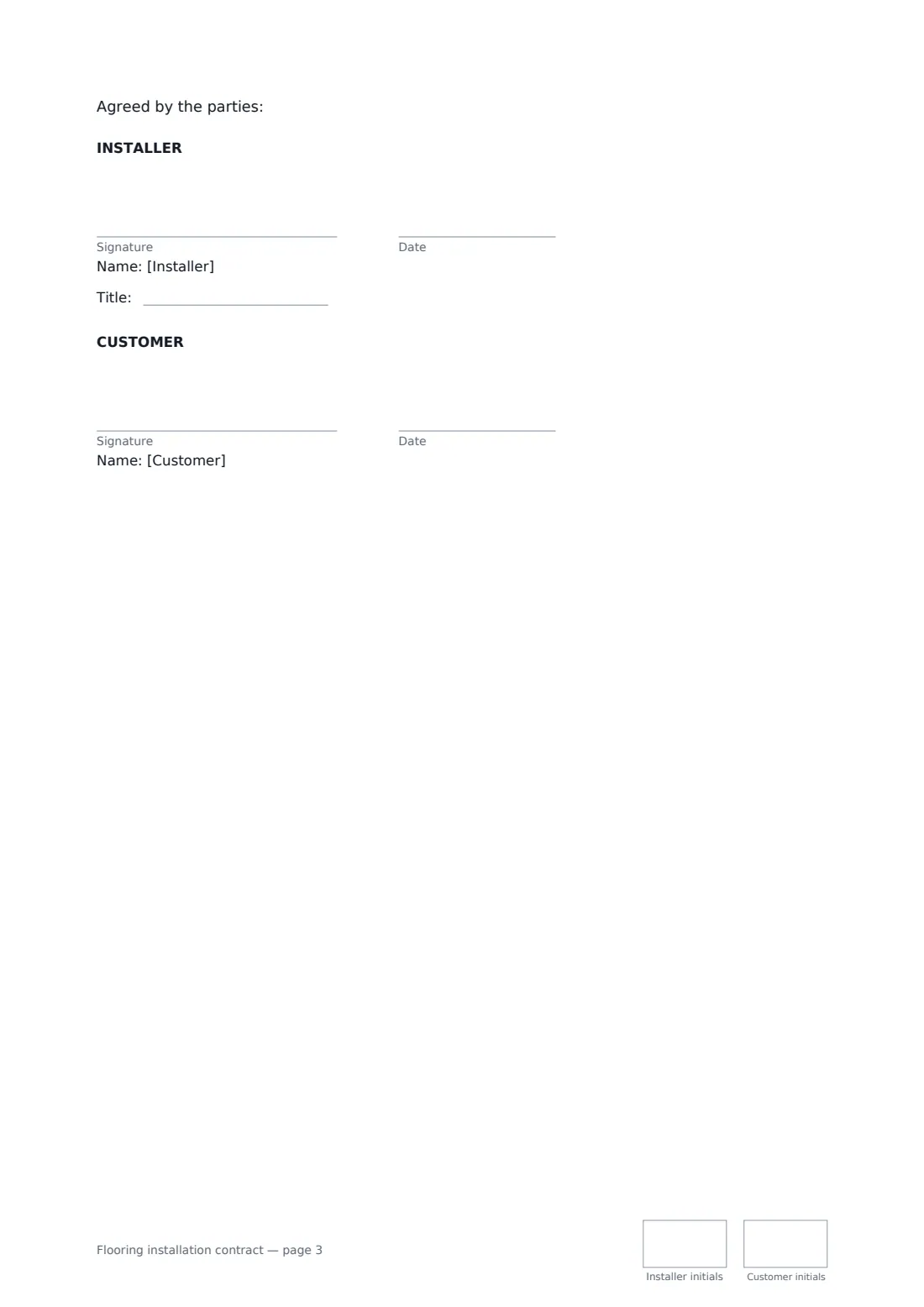 Flooring installation contract — page 3 of 3