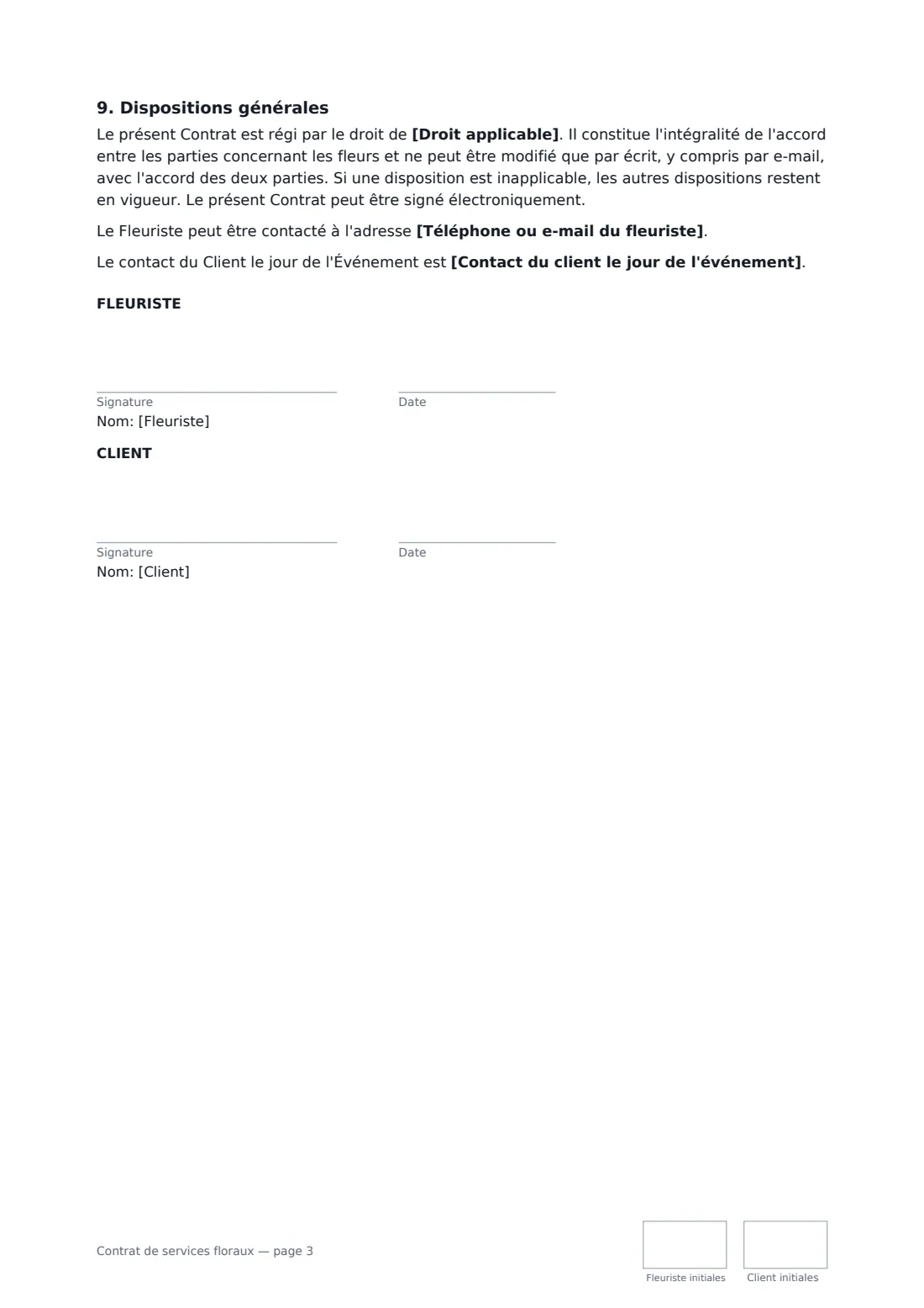 Contrat de services floraux — page 3 sur 3