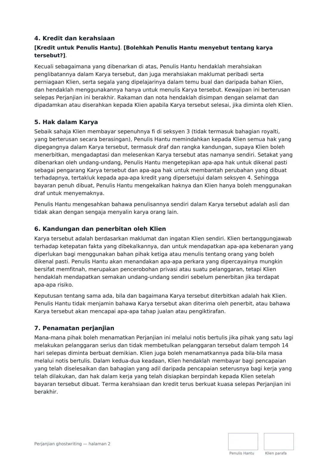 Perjanjian ghostwriting — halaman 2 daripada 3