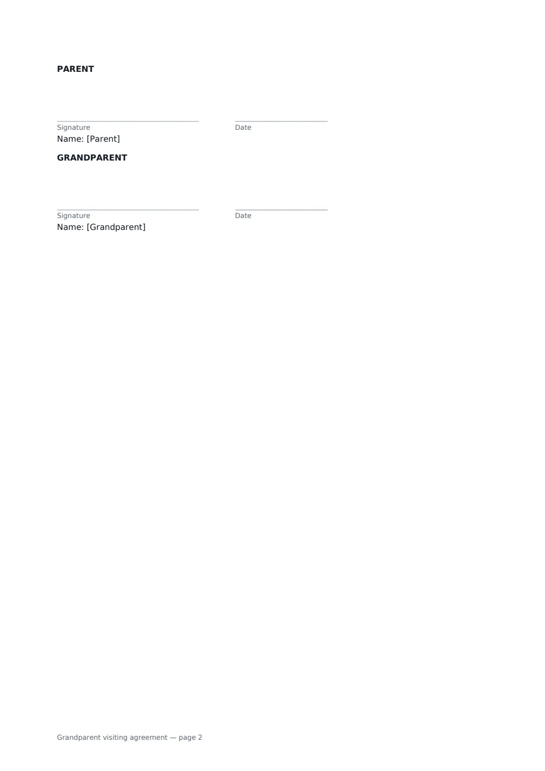 Grandparent visiting agreement — page 2 of 2