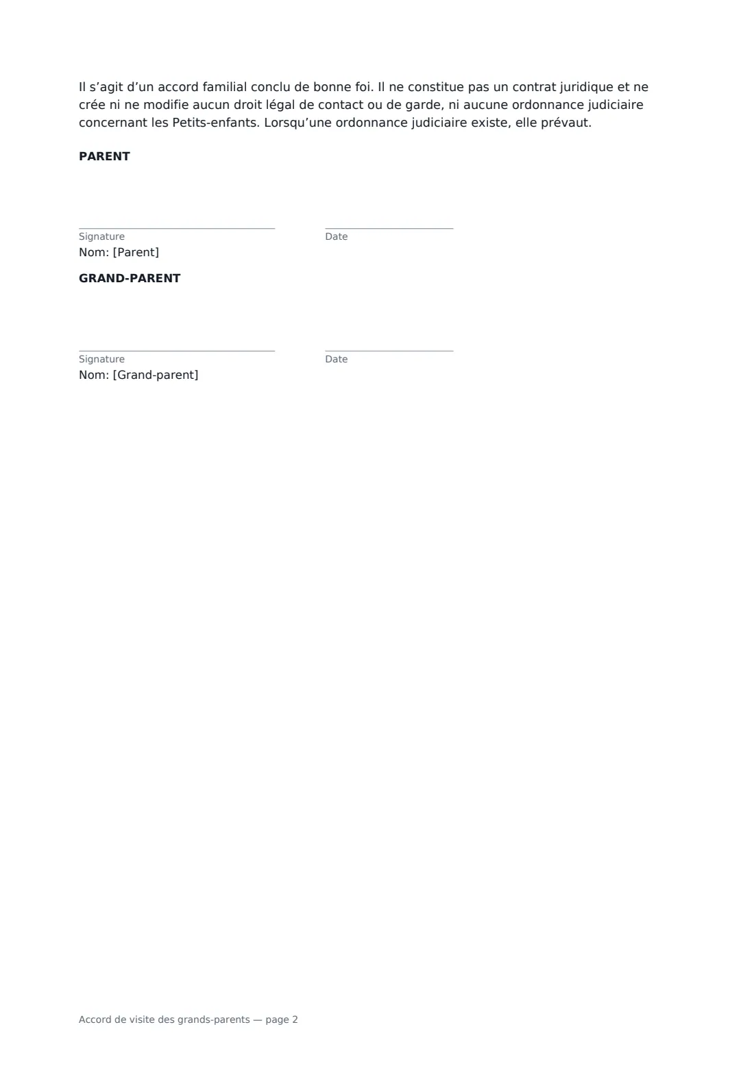 Accord de visite des grands-parents — page 2 sur 2