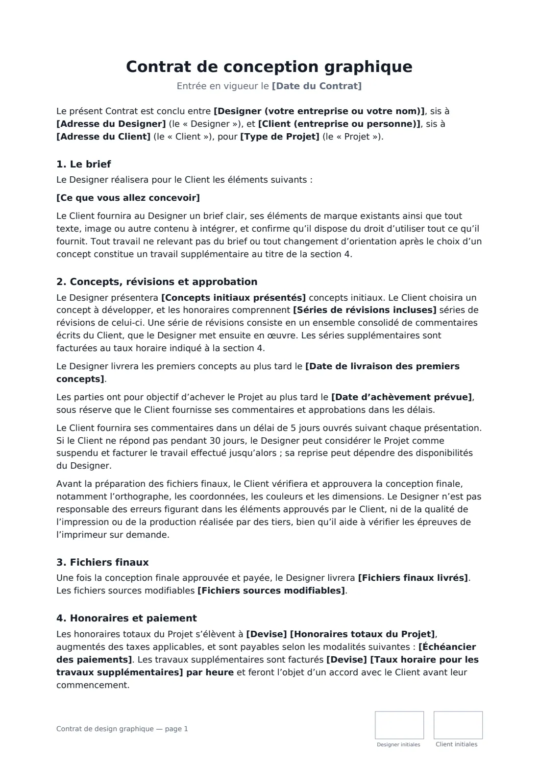 Contrat de design graphique — page 1 sur 3