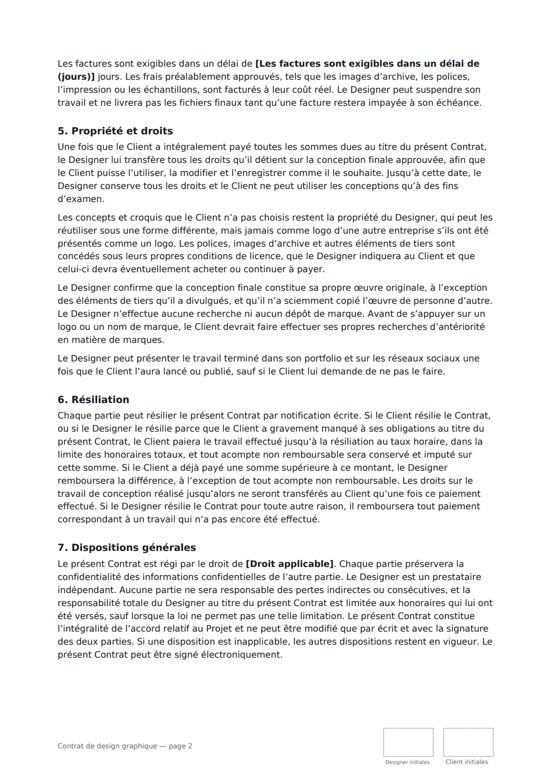 Contrat de design graphique — page 2 sur 3