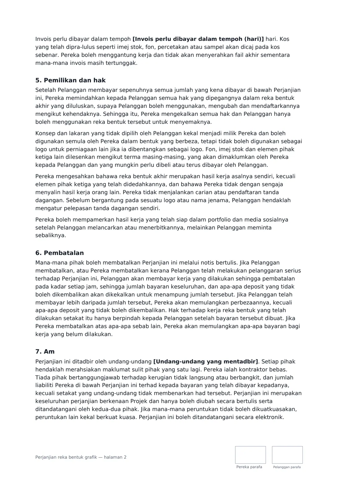 Perjanjian reka bentuk grafik — halaman 2 daripada 3