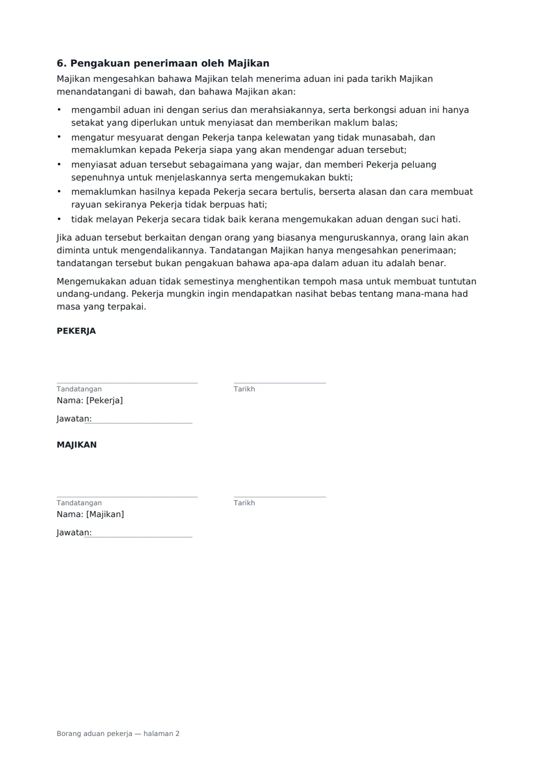 Borang aduan pekerja — halaman 2 daripada 2