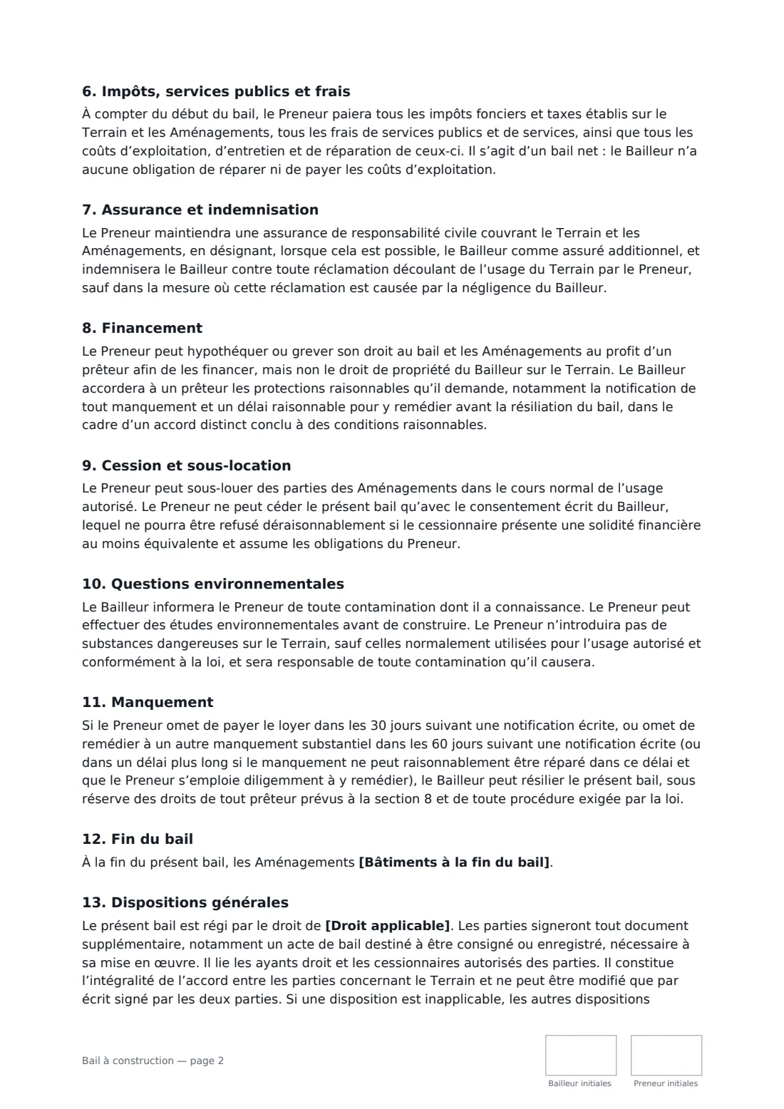 Bail à construction — page 2 sur 3