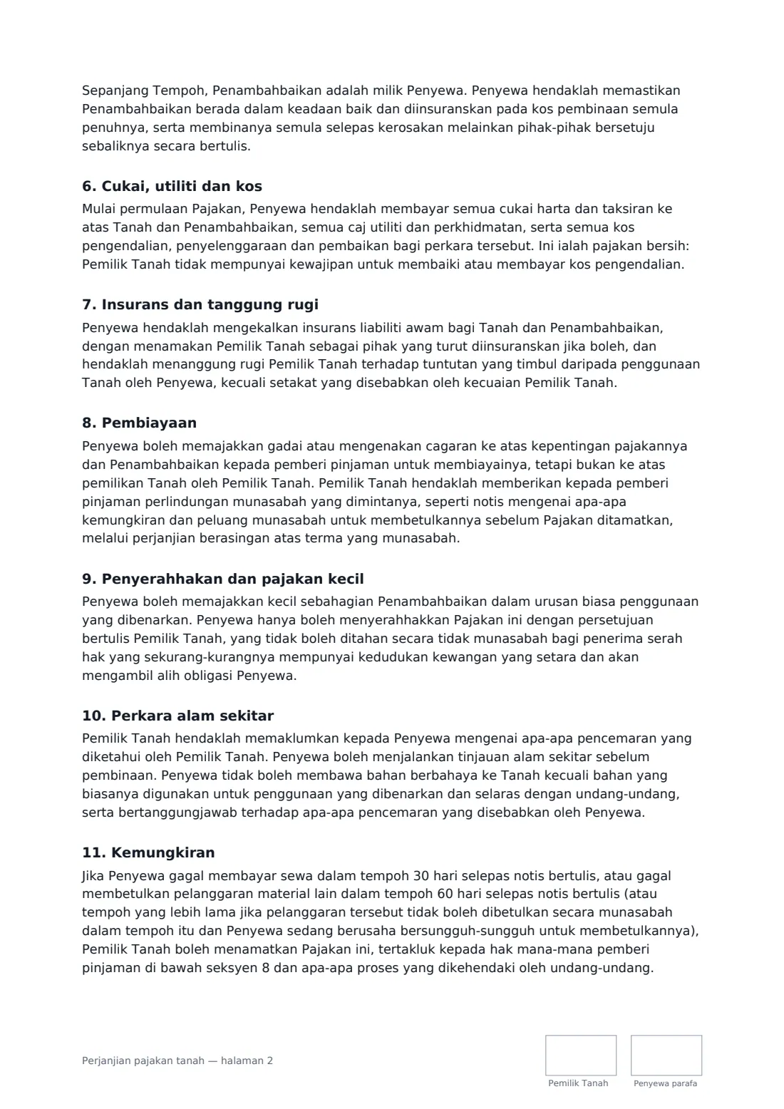 Perjanjian pajakan tanah — halaman 2 daripada 3