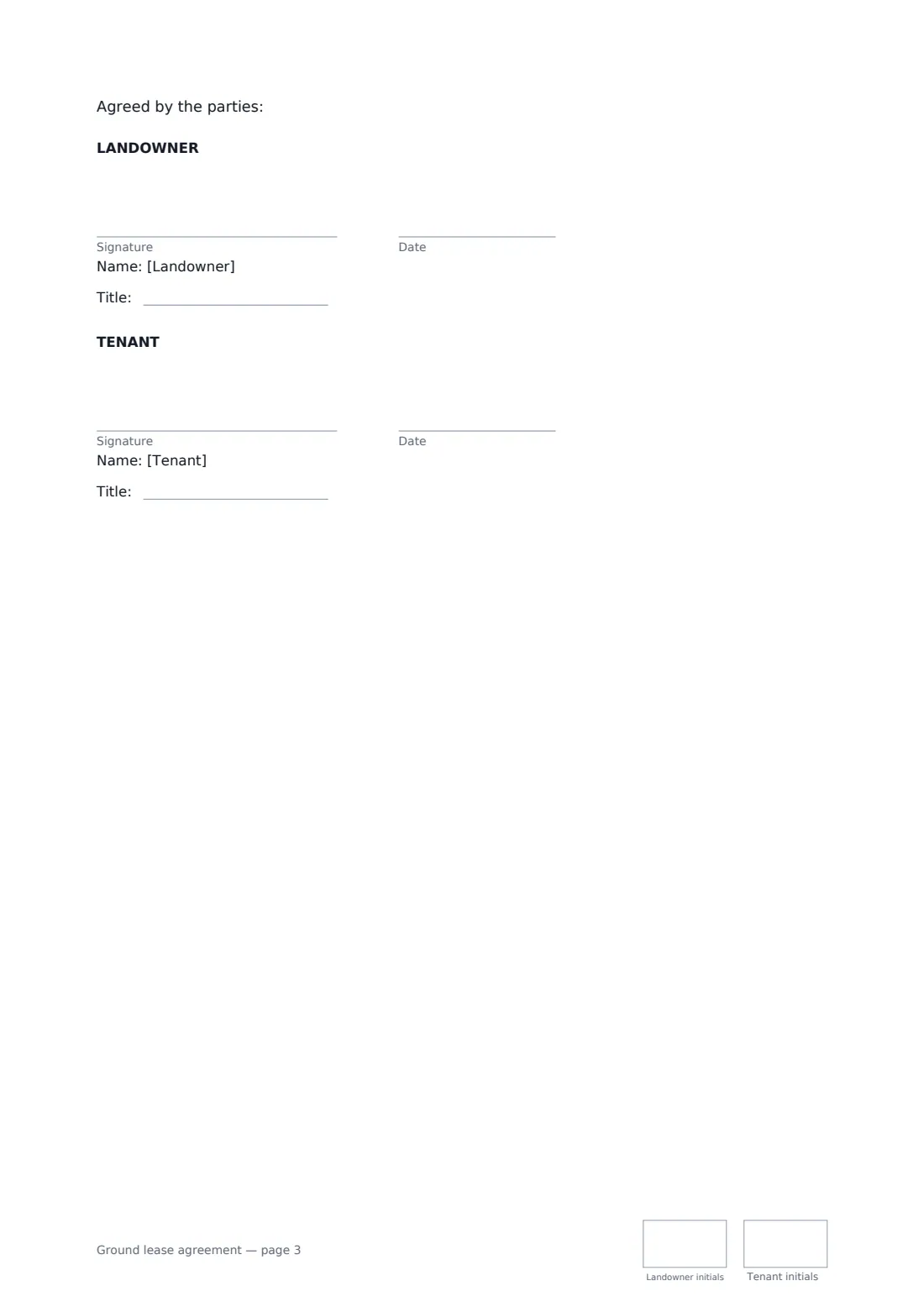 Ground lease agreement — page 3 of 3