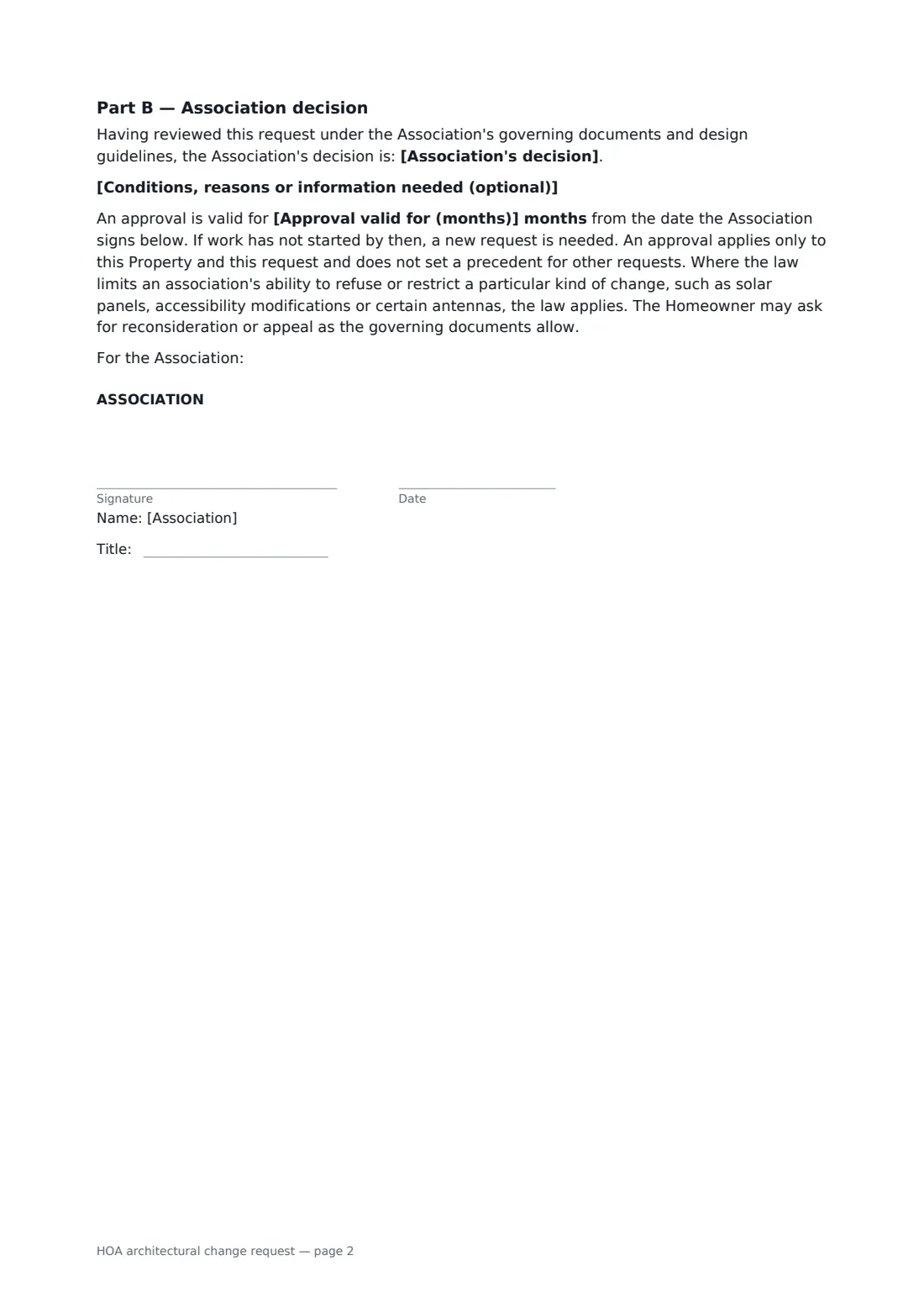 HOA architectural change request — page 2 of 2