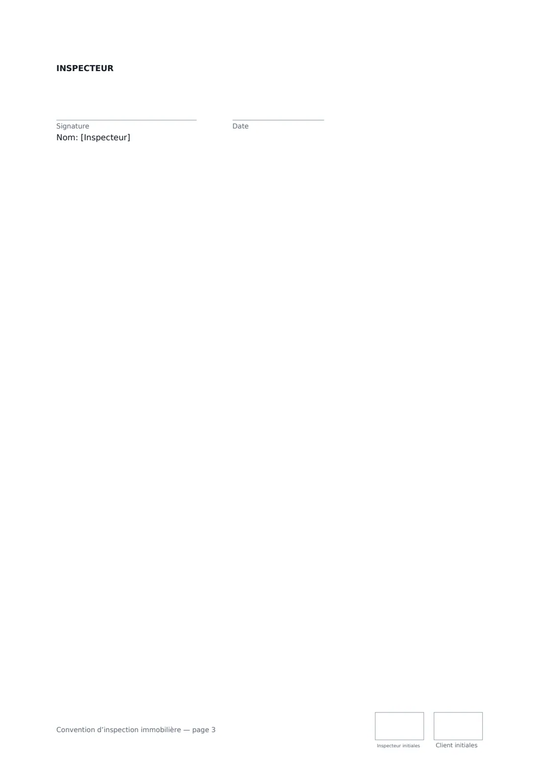 Convention d’inspection immobilière — page 3 sur 3