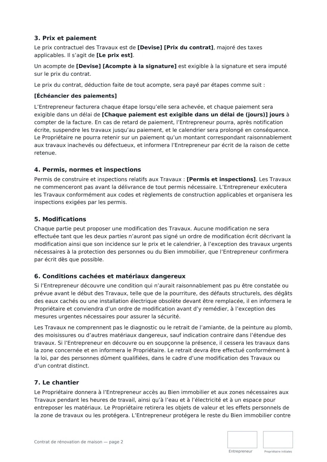 Contrat de rénovation de maison — page 2 sur 4