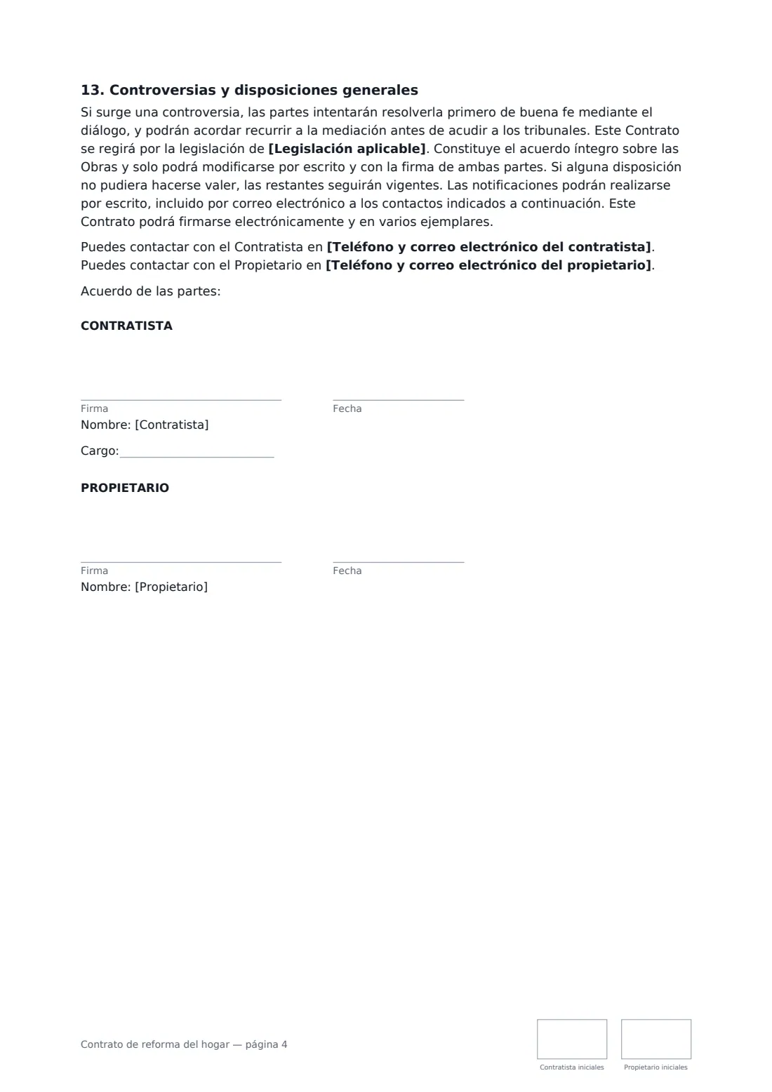 Contrato de reforma del hogar: página 4 de 4