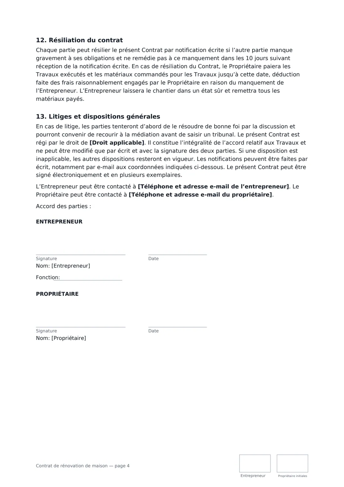 Contrat de rénovation de maison — page 4 sur 4