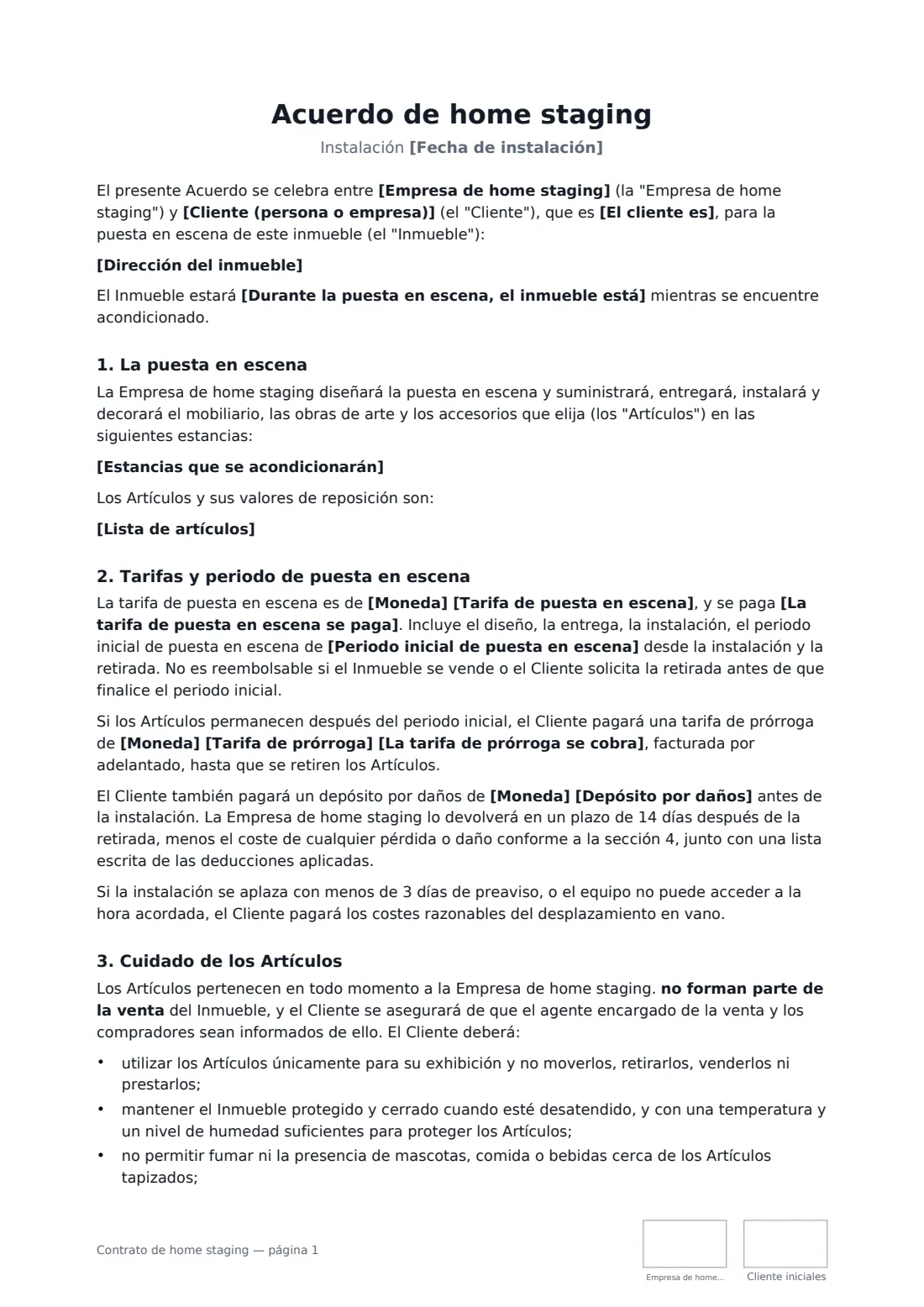 Contrato de home staging: página 1 de 3