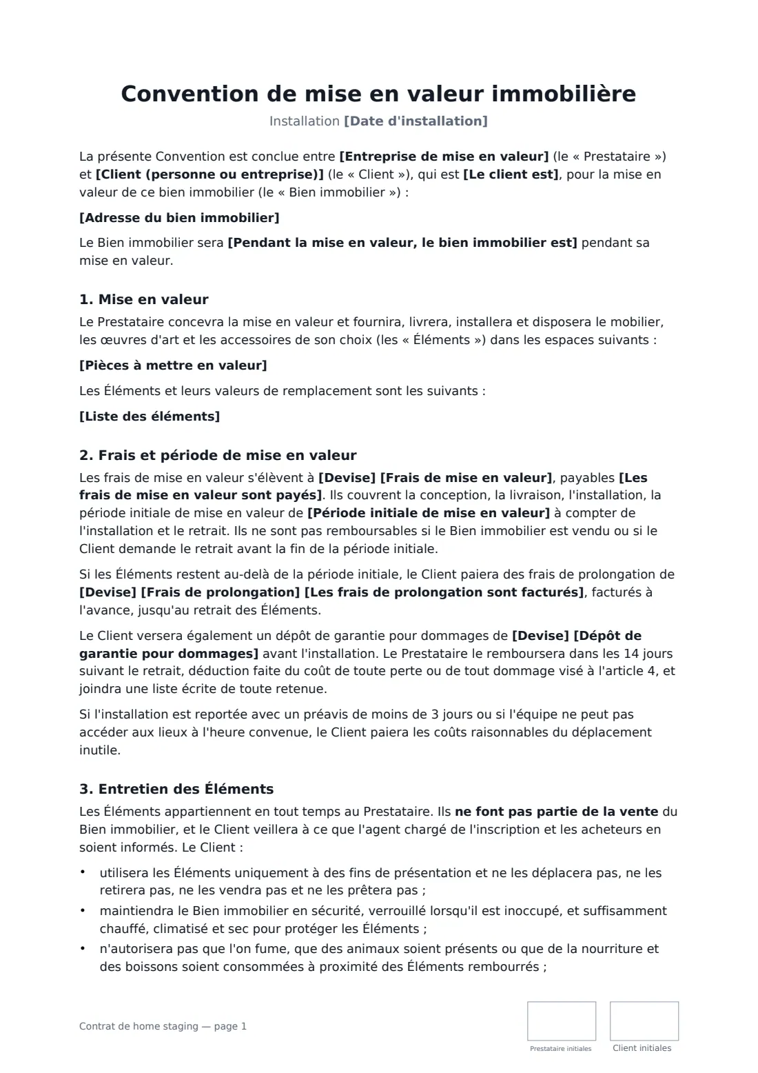 Contrat de home staging — page 1 sur 3